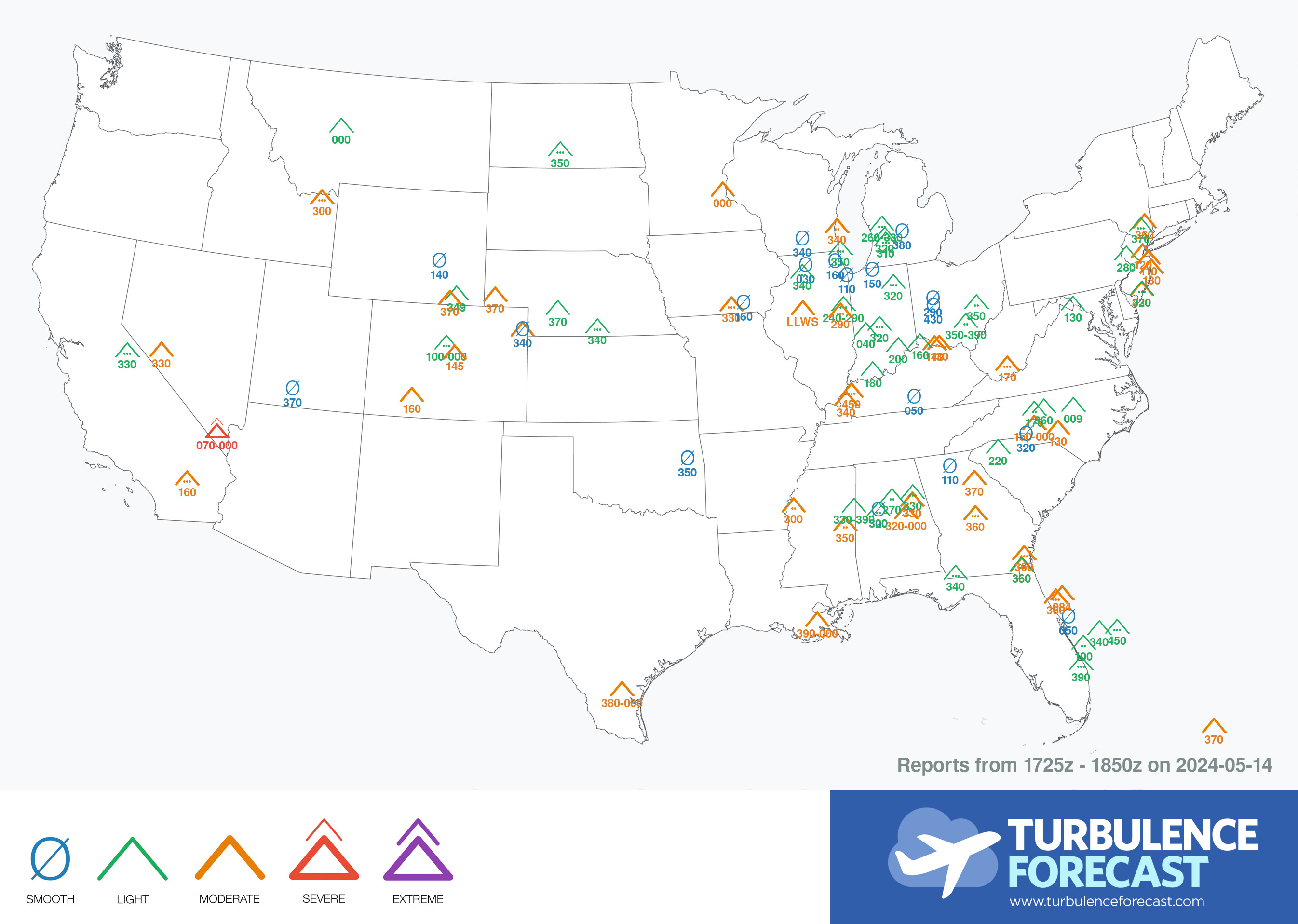 Pilot reports map (US)