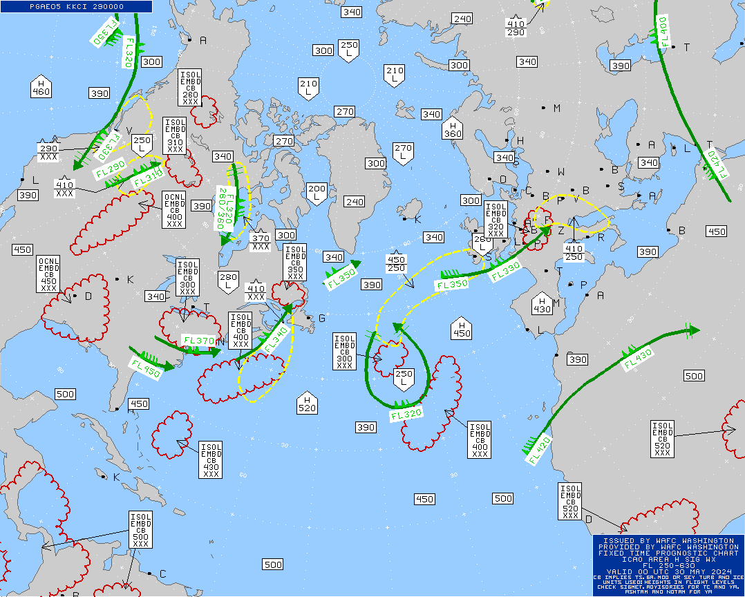 Polar Route Europe Atlantic Turbulence Maps 00 UTC
