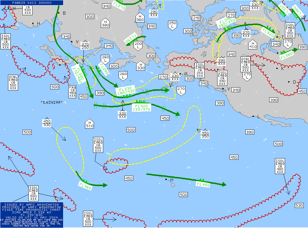 Polar Route Asia Pacific Turbulence Maps 00 UTC