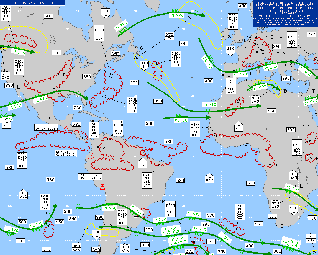 Atlantic Ocean Turbulence Trouble Spots 18 UTC