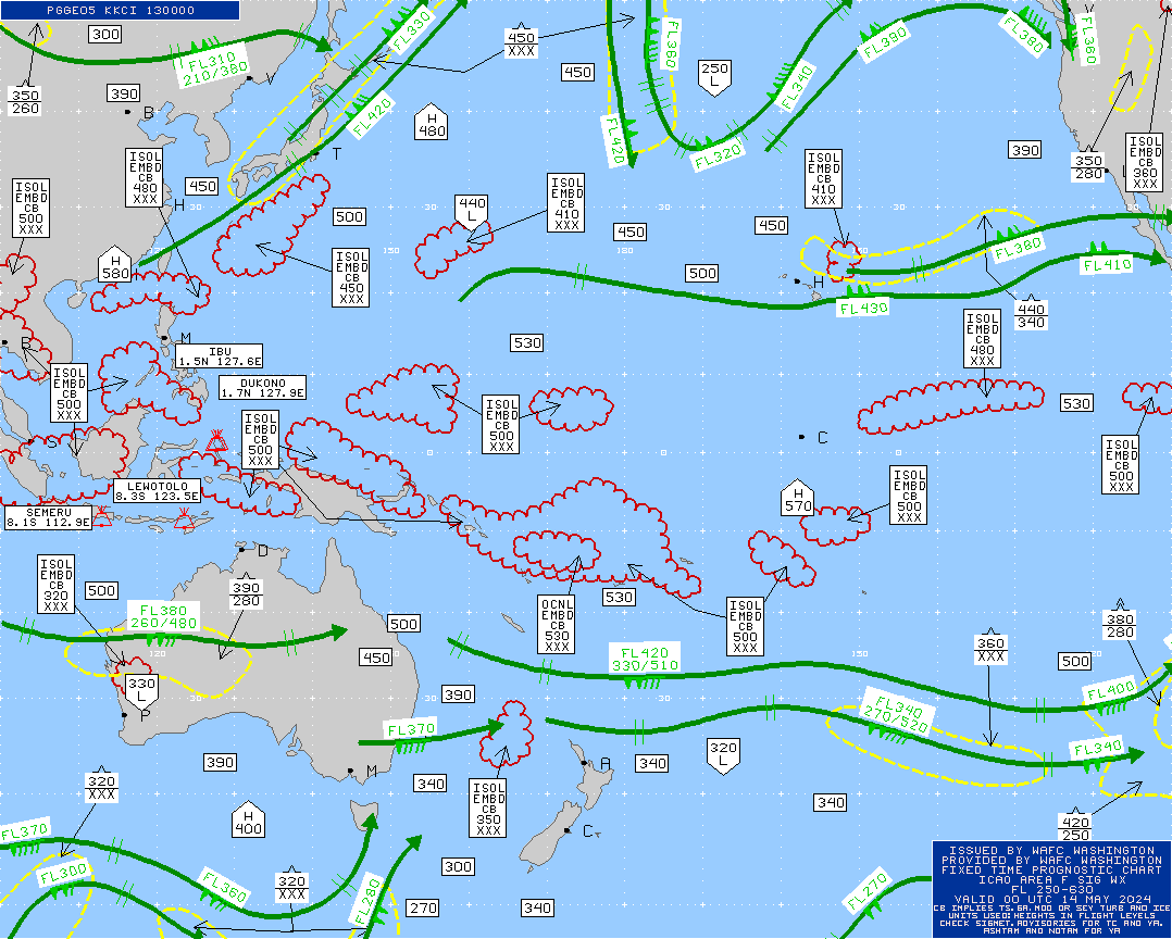Australia / Asia / Pacific Turbulence Maps 00 UTC