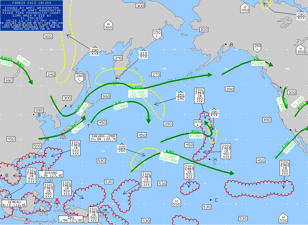 Japan / Asia Turbulence Maps 12 UTC