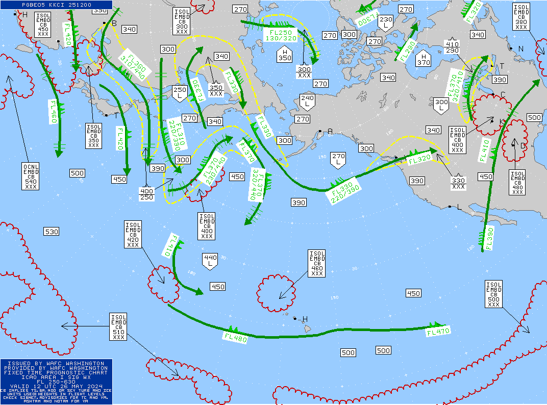 Polar Route Asia Pacific Turbulence Maps 12 UTC