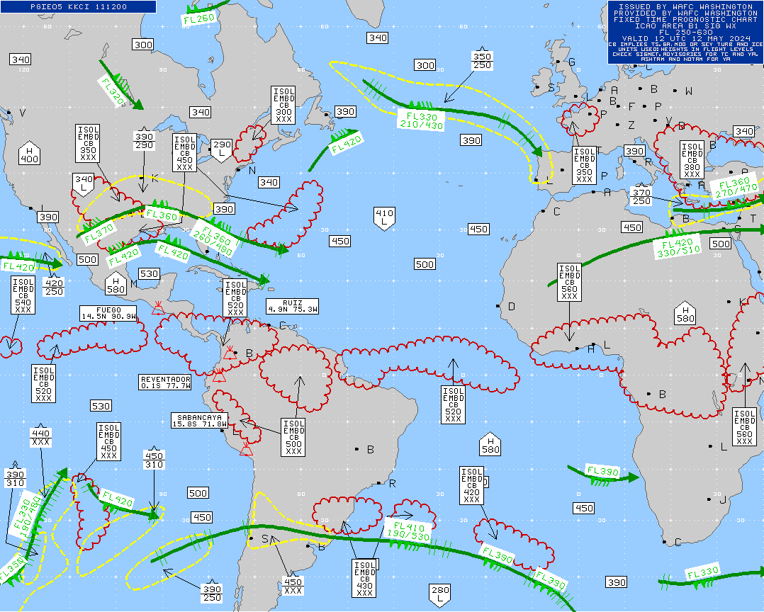Atlantic Ocean Turbulence Trouble Spots 12 UTC
