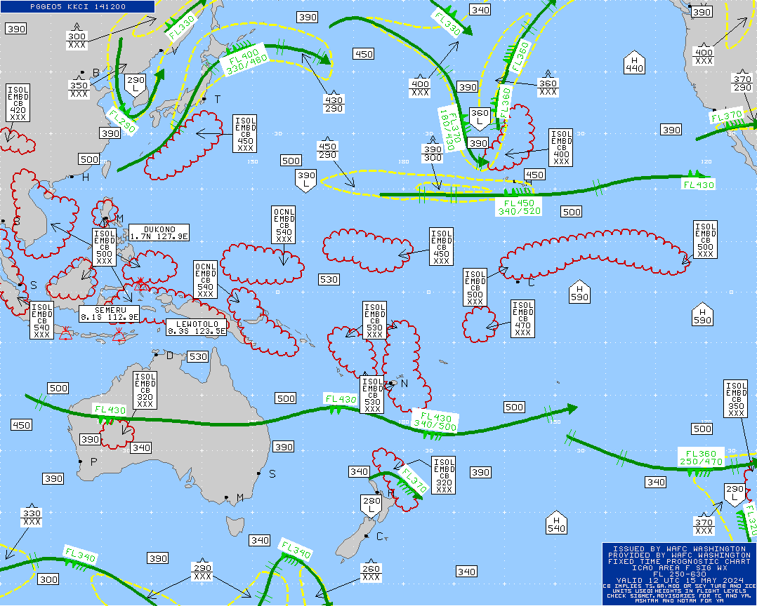 Australia / Asia / Pacific Turbulence Maps 12 UTC