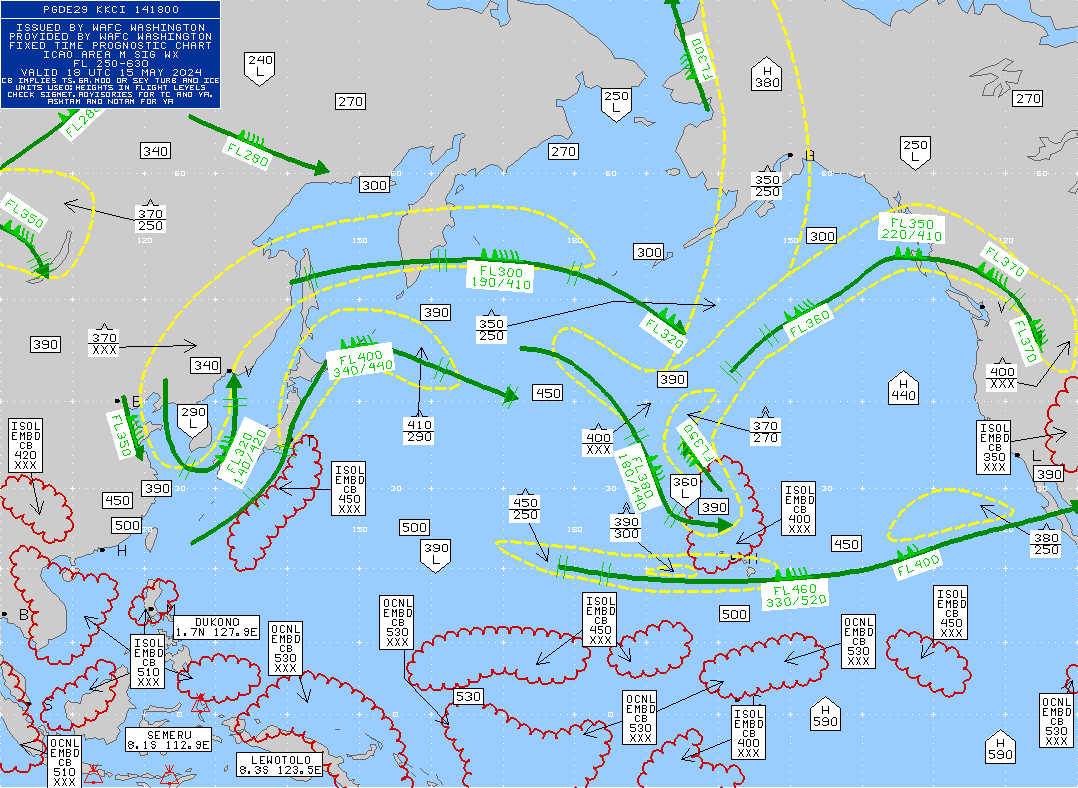 Japan / Asia Turbulence Maps 18 UTC